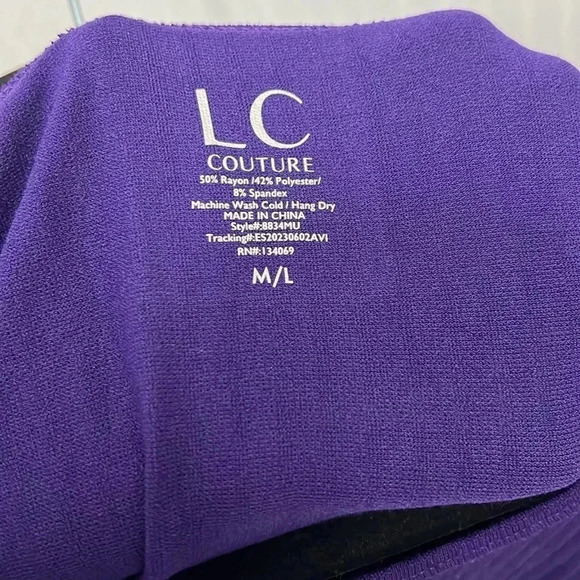 Women’s LC Couture Purple Long Sleeve Top Size M/L NWT - Picture 3 of 4